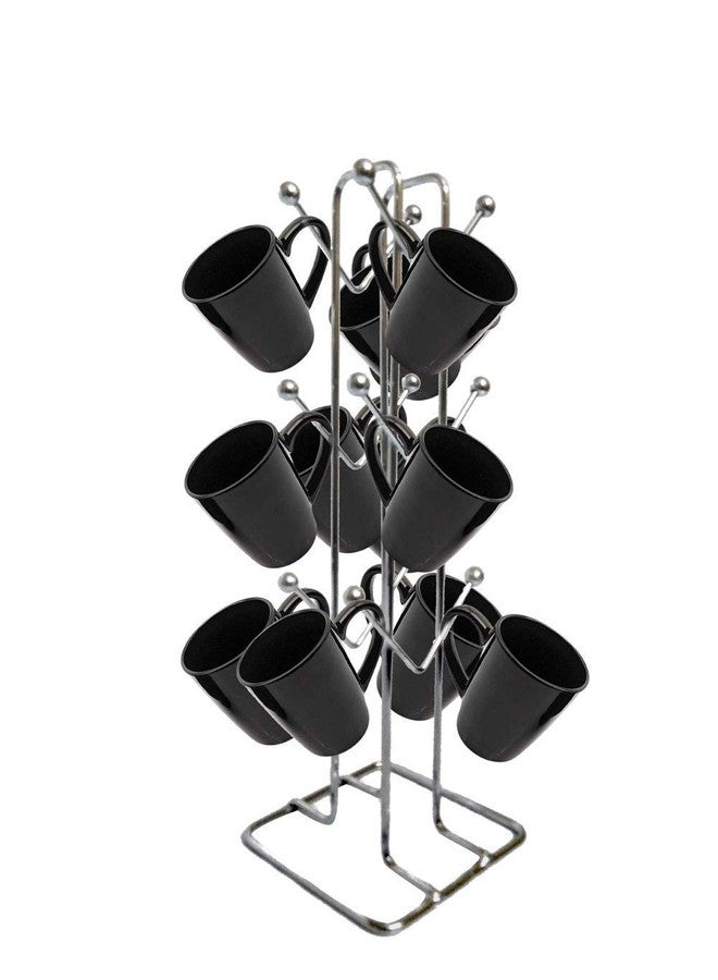 AMAZE Stainless Steel V Shape Cup Stand Pieces Medium with 12 Hooks - Silver - Image 1